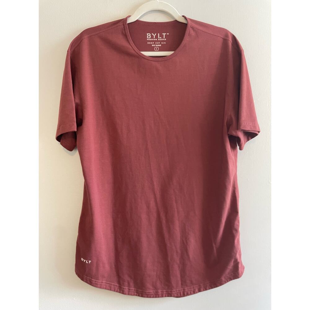 BYLT Premium Basics Size L Brick Red Drop Cut T-Shirt